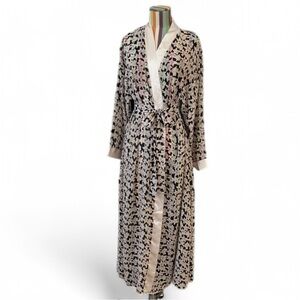 Vintage Prima Donna Carole Hockman Floral Maxi Sheer Robe Satin Trim